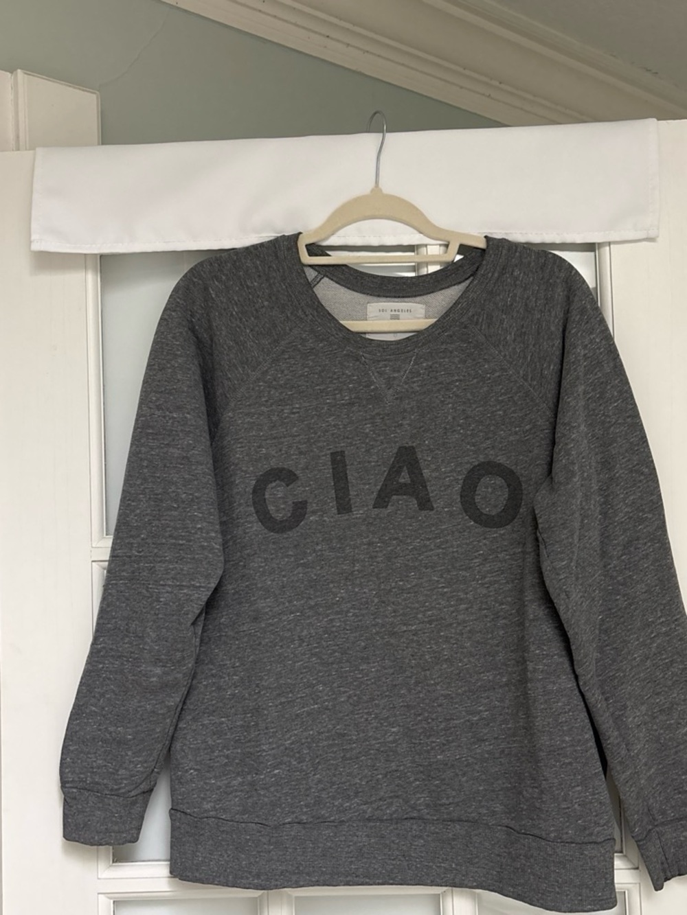 SOL Angeles Grey heather ‘CIAO' Crewneck Sweatshirt - Women L